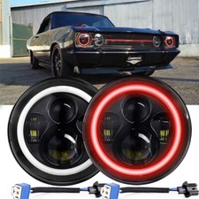 Dot Pair 7 Inch Round Led Headlights Halo Red Drl Fit Dodge Dart 64-1976 D100