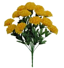 Yellow 14-3.5" Carnation 20" Bush Silk Flower Home Holiday Wedding Decor Outdoor