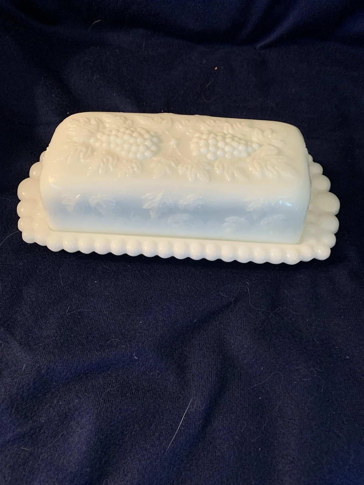 Vintage White Hobnail Butter Dish