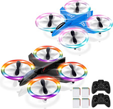 Drones for Kids 2 Pack with Dazzle Colorful LED Lights, Mini Drone for Kids 2 Ba