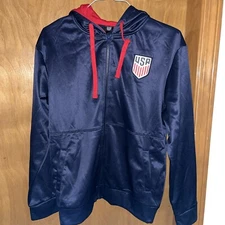 United States Soccer Federation USA Adult Full Zip Hoodie - Navy, Small (B13)