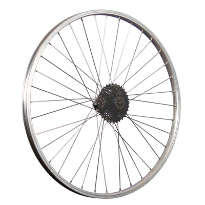 26 Zoll Fahrrad Hinterrad mit Shimano 8 Gang Shimano Kassette Set silber