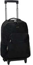 Luggage Rolling Backpack With Double Wheels Shoulder Straps Pocket Organizer 17l