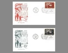 UN FDC 1957 - Human Rights Flaming Torch, Scott # 57 & 58, 2 Armaster FDCs