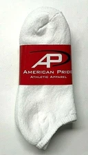 6 or12 Pair Solid White Cushioned Work /Sport Low Cut Sock Size 9-11,USA.