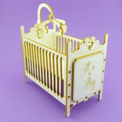 3d Chipboard Crib Cot Mobile Scrapbooking Dolls House Kit 12th