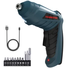 HANMATEK USB Rechargeable Cordless Electric Screwdriver Drill Set with LED Light
