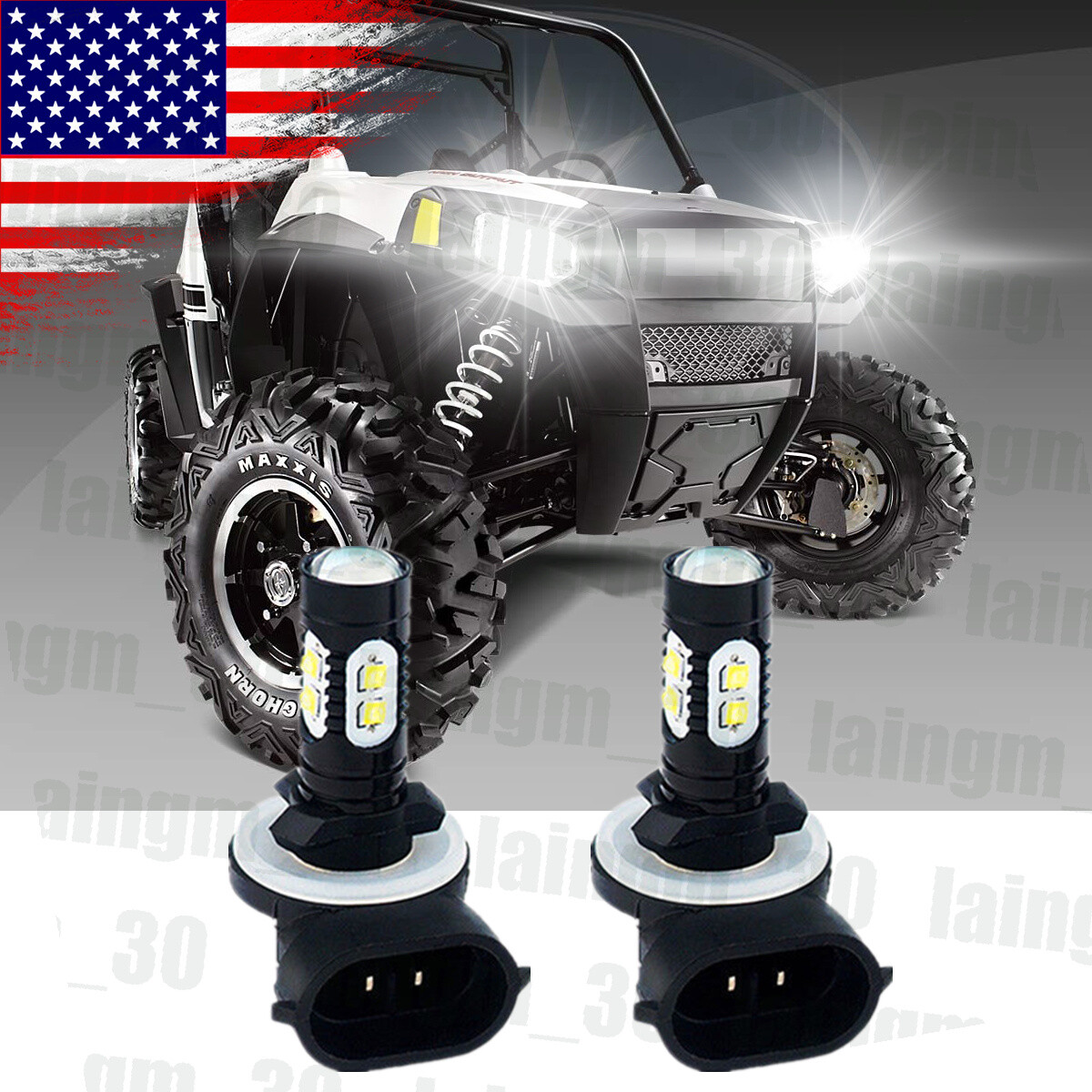 For Polaris Ranger RZR 500 570 700 800 Headlight Light LED Bulb 100W 6000K White