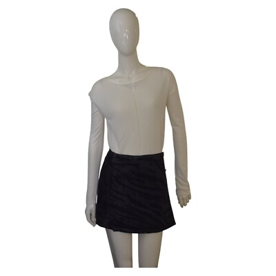 Ganni Gray Black Denim Zebra Pattern Mini Wrap Skirt Jeans Size