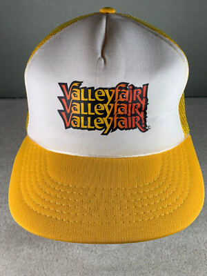 Vintage Valleyfair Mesh Trucker Hat Cap Yellow Shakopee Minnesota
