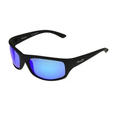 Panama Jack Polarized Wrap Sunglasses - Blue Mirror Impact Resistant Lenses,