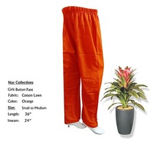 Naz Collection, Girls Button Pant, Cotton Lawn, Orange, Small to Medium