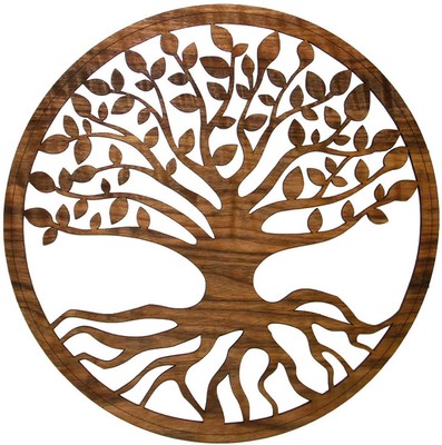 Baum des Lebens Wandbild Walnuss Wanddekor Energiegenerator Größe 30cm