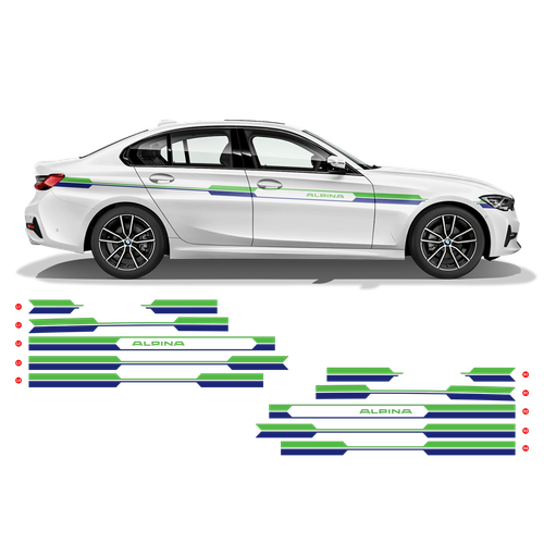 ALPINA printed Racing Side Stripes SET for BMW 3 series and 4 series ...