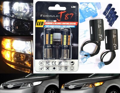 LED Switchback Light 4014 White Amber 2357 Bulbs Resistors Front Signal Lamp Fit