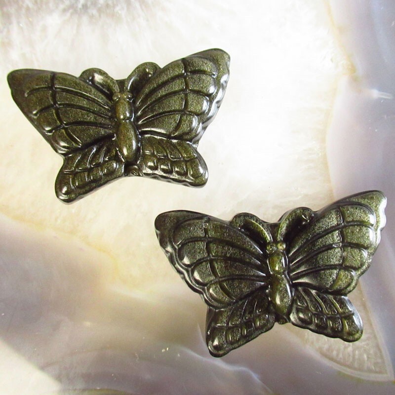 2Pcs 40x24x8mm Carved Golden Obsidian Butterfly No Hole D82958 | eBay