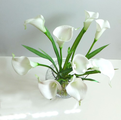 10 Stück Calla Lilie künstliche PU Blume mit Gras Hochzeit Dekoration (#72) - Bild 3 von 4