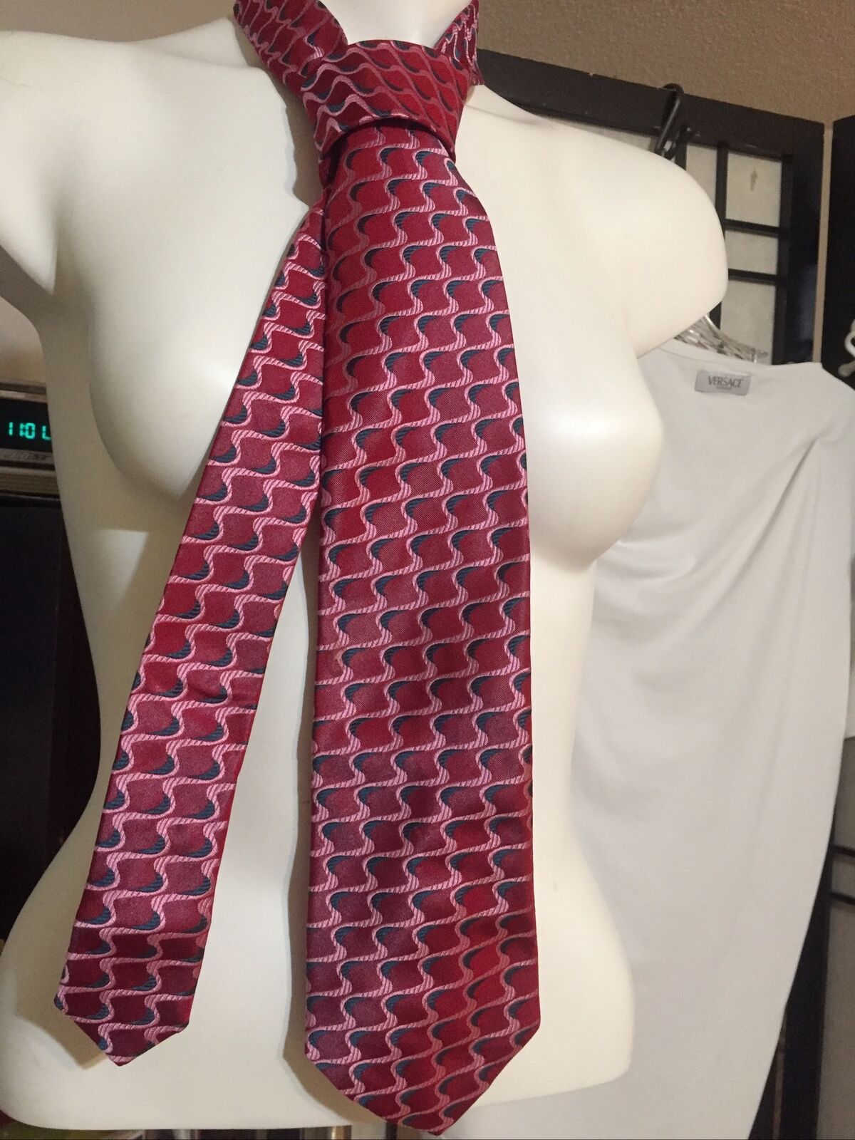 PAUL SMITH 100% Silk Necktie Designer Red Pink Bl… - image 2