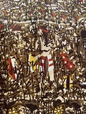 Vintage Retro MCM 1970s Button Down Hippy Psychedelic Disco Print Mens Shirt XL