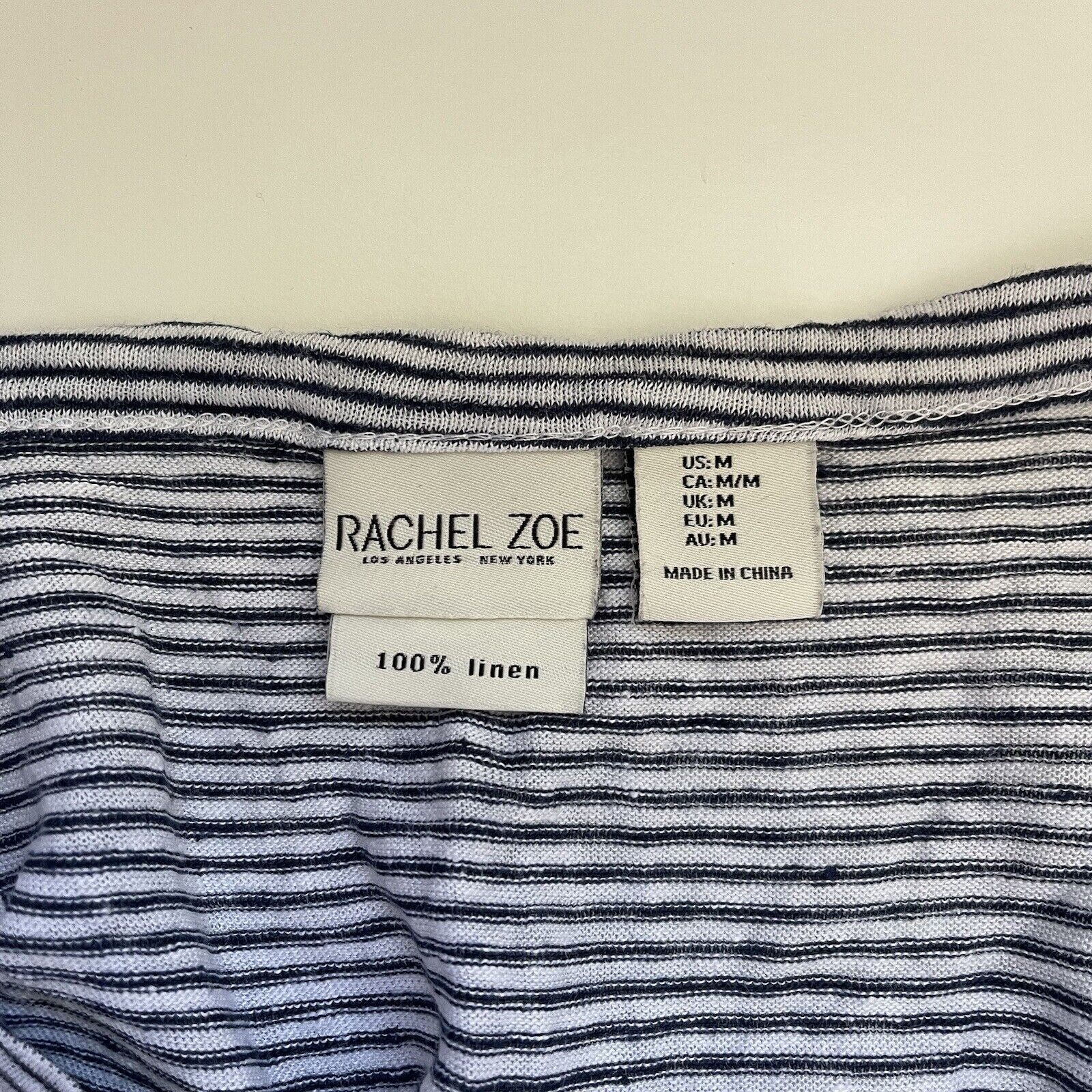 Rachel Zoe 100% Linen Blue & White Stripe Tie Fro… - image 8