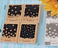 Gently Falling Snow Leaves Hearts Flowers, Stampin Up 2006 Set of 4