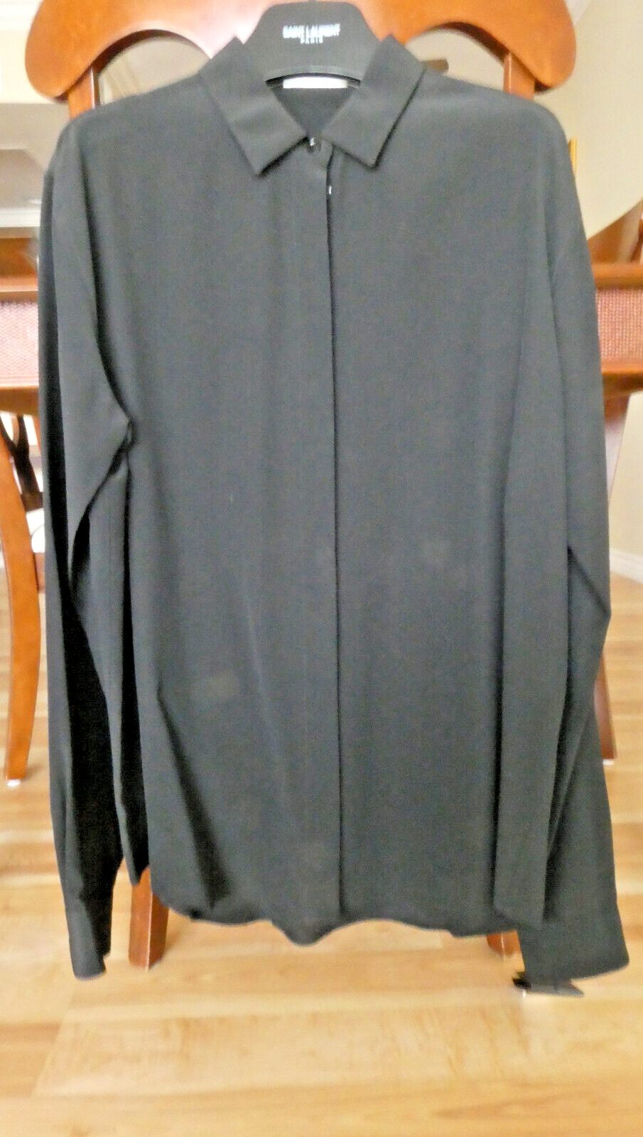 Abito camicia camicetta Saint Laurent Paris seta autentico nero taglia F42 Italia