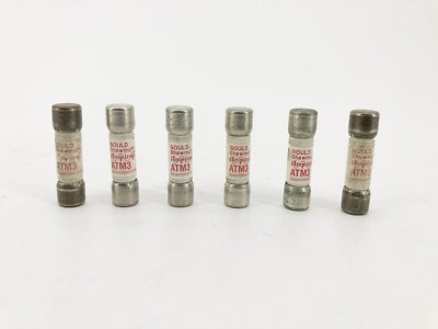 Lot of 6 New Gould Shawmut ATM3 Time Delay Fuses 3A 600VAC 500VDC