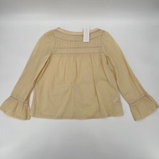 NWT Uniqlo Women's Soft Cotton Lace Blouse Tunic Size M Yellow Long Bell Sleeves