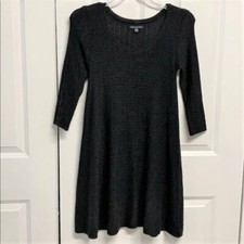 American Eagle Outfitters Black Mid Sleeve Skater Knit Dress Size S
