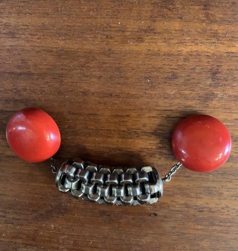 Vintage Cloak Fastener 1960s Large Red Buttons . Jewellery Collection