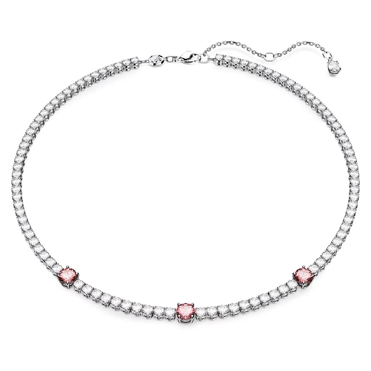 Swarovski Zirconia Matrix Tennis Necklace Mixed Cuts Pink