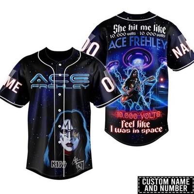 Kisses Band Ace Frehley Custom Name Number  Baseball Jersey