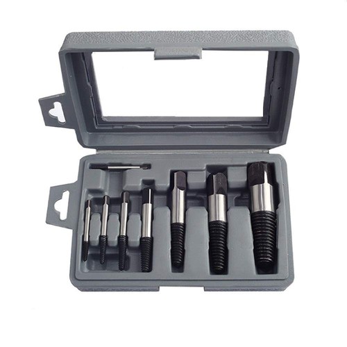 (8pcs) Pipe Screw Extractor Set,Damaged Screw Broken Bolt Water Pipe Remover Set