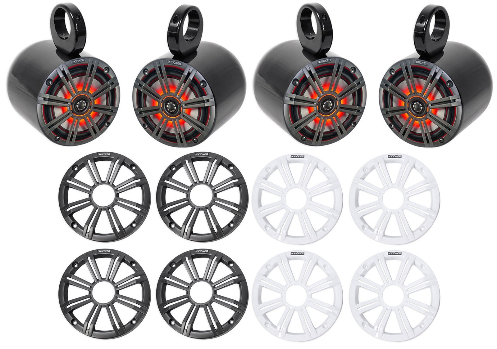 4 KICKER 45KM654L 65 390 Вт Черная башня для морского вейкбординга со светодиодными динамиками для лодок 9649000₽