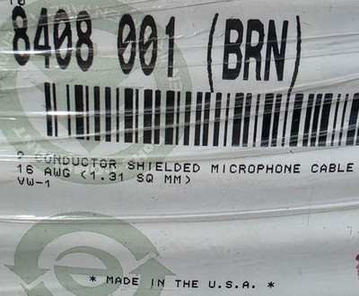 Belden 8408 16/2C High Conductivity Shielded CSPE Microphone Cable Brown /5ft