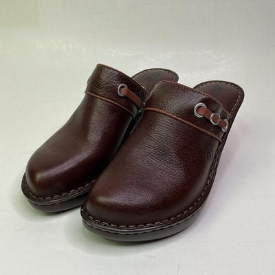 BORN Corii Cedar Brown Leather Clog Mules W6162 Size 9 READ