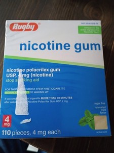 Rugby Nicotine Polacrilex Gum 4 mg Sugar Free mint flavor  110 Pieces exp  2028