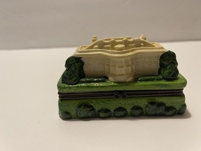 Trinket Box Ceramic Hinged Lid White House USA Patriotic Gift Vintage