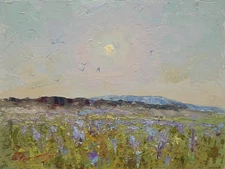 Landscape painting Original art Impressionism Oil on panel by S. Chernyakovsky