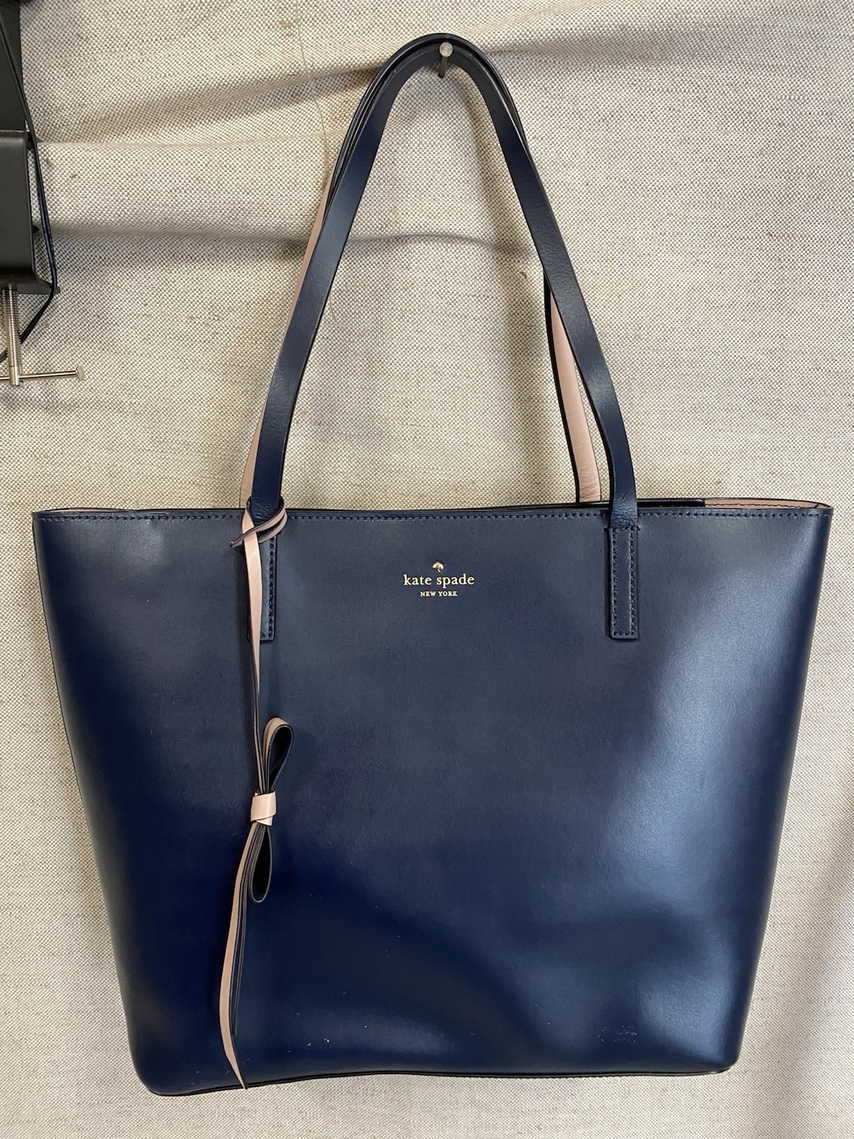 Kate Spade Navy Blue & Pink Leather Tote/Shoulder Bag AUTHENTIC
