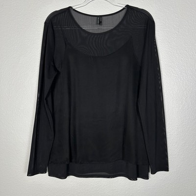 Stella Carakasi size M black top long mesh sleeve layered capsule wardrobe