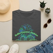 Camiseta RollerCoaster Junkies | Gráfico de montaña rusa de neón