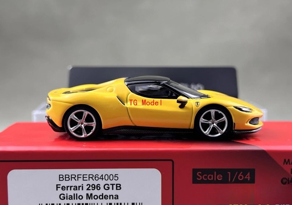 TG BBR 1:64 Yellow 296 GTB Hard Top Racing Sports Model Diecast Metal Car New - Image 3 of 4