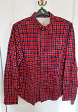 Men's Fat face Shirt Medium Cotton Long Sleeve Crammond Check Bright Red - New