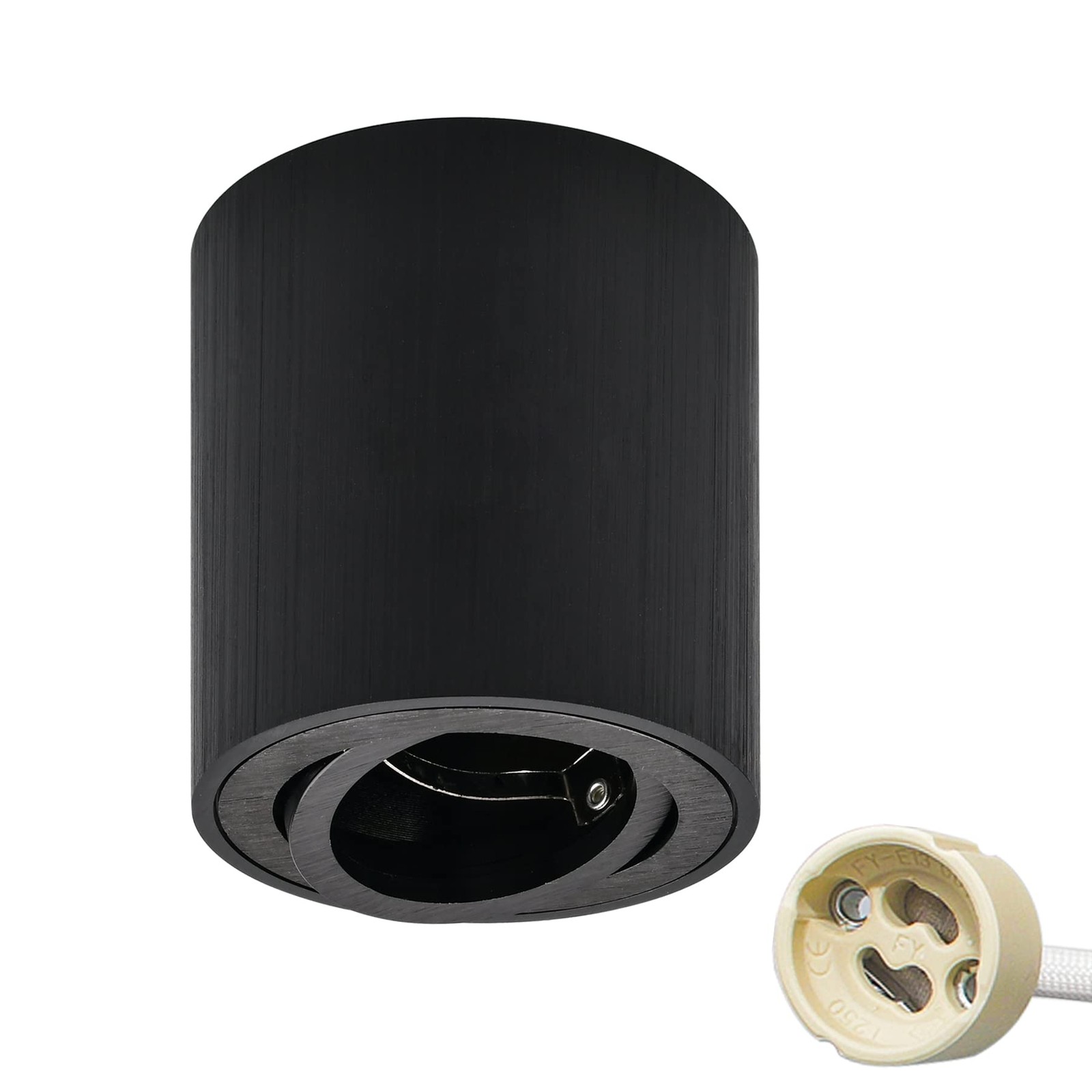 Spot LED en saillie 230V orientable et plafonnier plat rond noir GU10