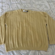 VTG 90s Bill Blass Hand Framed Sweater Mens XL Chunky Knit Cotton USA Made