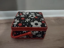 Vintage Sewing Box Blue With Flowers JC Penny Made in Japan