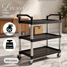 Levede Tool Trolley 3 Tier Rolling Storage Cart Multi-functional Workplace Black