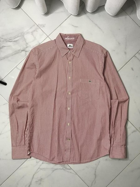 Men Lacoste Shirt Pink Cotton 38 / M / 46 #9ZYD