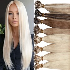 Invisible Full Head 1g Nano Ring Tip Remy Human Hair Extensions Loop Nano Beads